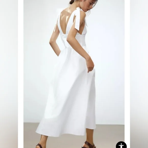 Zara Tied Poplin Midi Dress - Picture 3 of 4